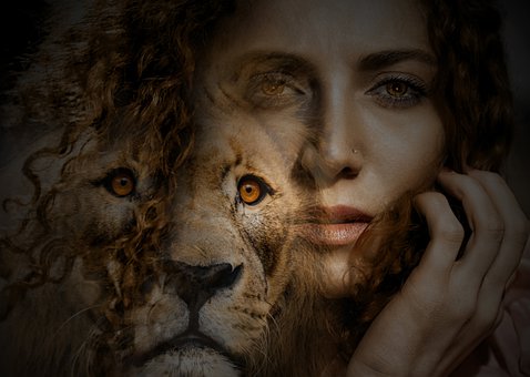 Free Woman Lion illustration and picture