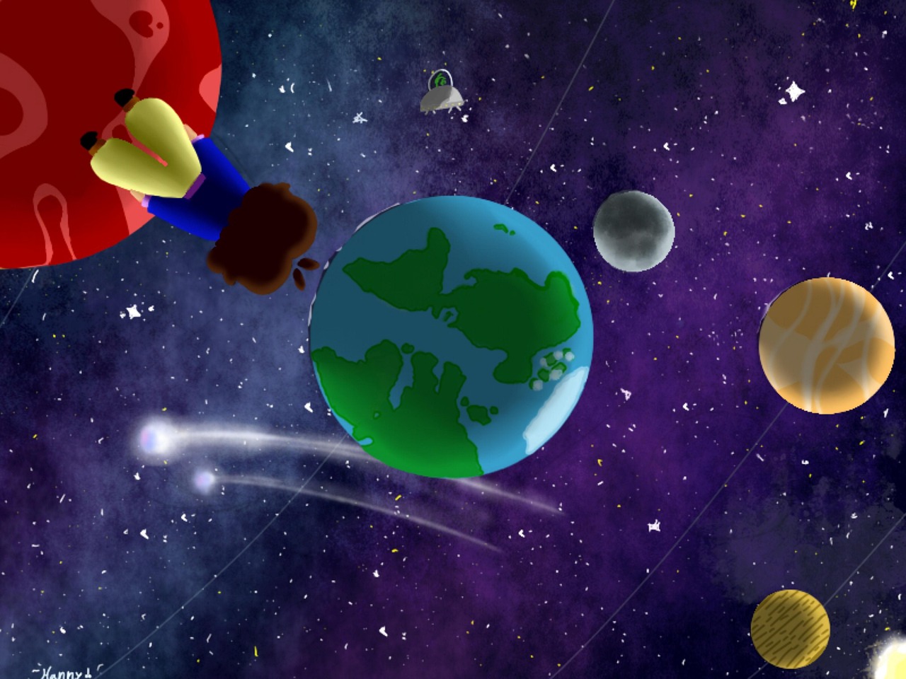 Tableau Moderne Impression Sur Toile - Motif Terre, Univers, étoiles - Dimensions 140x50 Cm - Marque ARTTOR