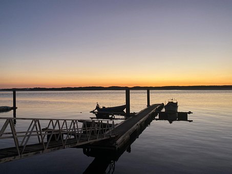 Cais, Barcos, Por Do Sol