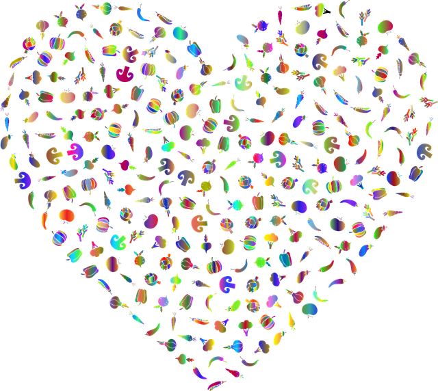 Free vegetables heart love vector
