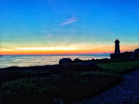 Scheinwerfer, Sonnenuntergang, Nacht