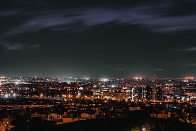Ciudad, Madrid, Noche, España