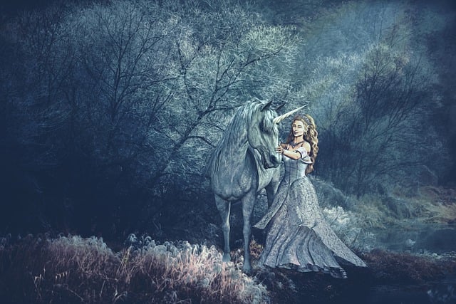 Free unicorn princess fantasy illustration