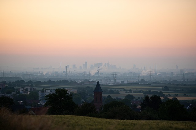 Frankfurt, Solopgang, Skyline, By