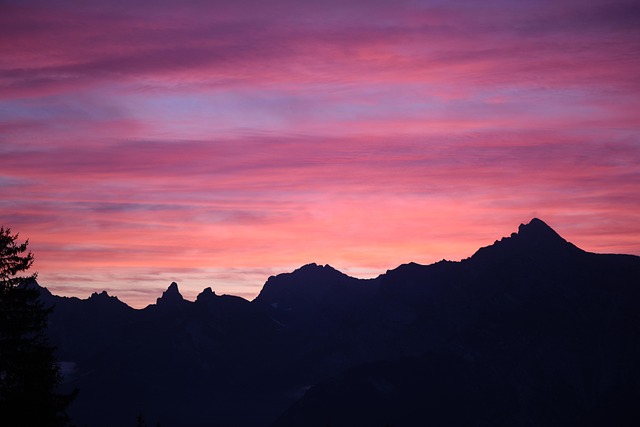 Schweiz, Bakker, Himmel, Solnedgang, S