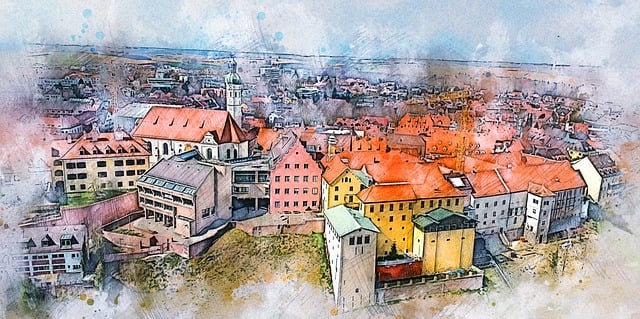 Free city buildings photo art illustration