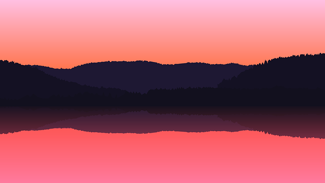 Free lake mountains sunset vector