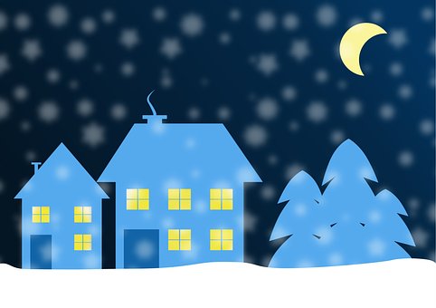 Vinter, Nat, Sne, Jul, Belysning, Himmel