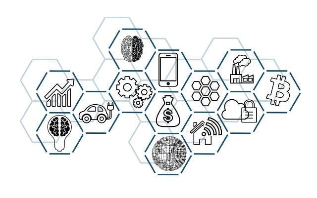 Free block chain record blocks illustration