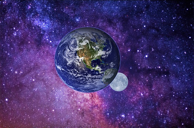 Mond, Erde, Galaxis, Universum, Kosmos