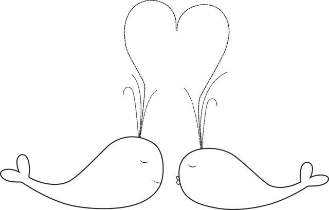 Free love whales valentine's day vector