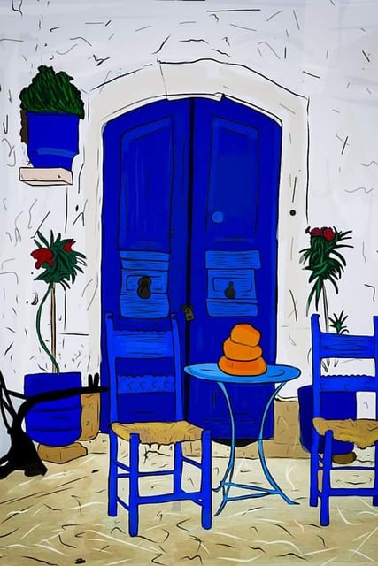 Free Style Blue Drawing illustration and picture