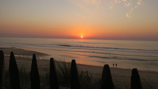 Solnedgang, Frankrig, Bretagne, Sommer