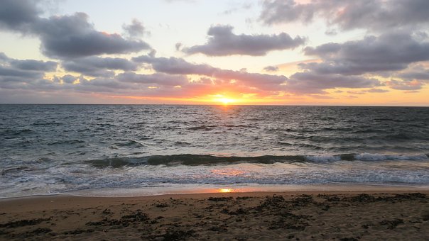 Hav, Solnedgang, Strand, Vand, Natur