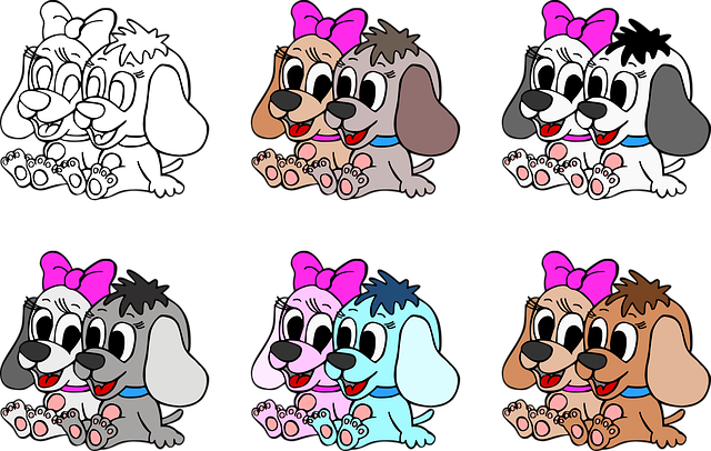 Free dogs pets coloring book vector