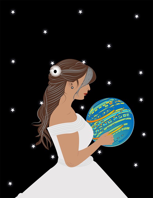 Free girl bride ball illustration