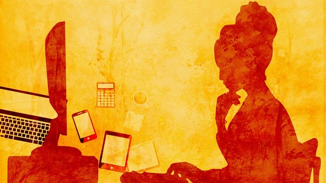 Free woman home office silhouette illustration