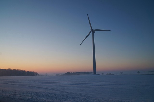 Sonnenaufgang, Windrad, Windenergie
