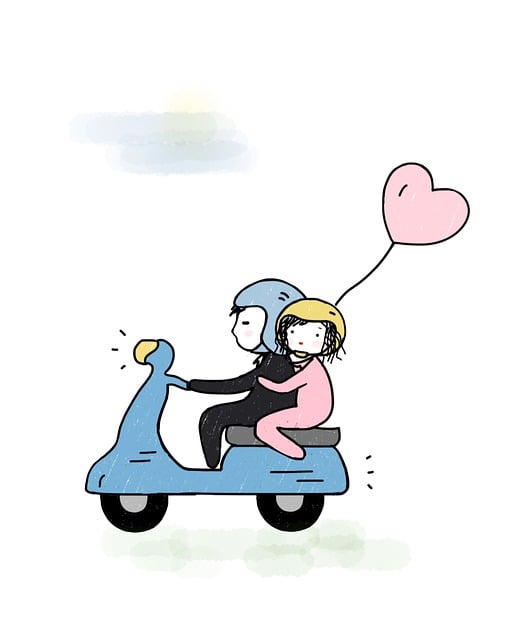 Free lovers scooter balloon illustration