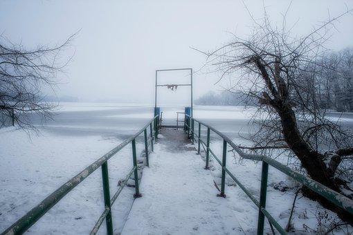 Eis, Frost, Schnee, Winter, See, Brücke