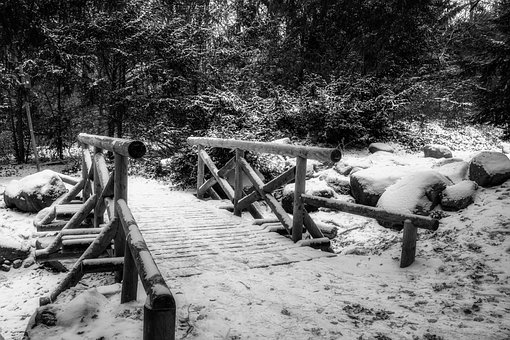Winter, Schnee, Brücke, Kälte, Eis, Wald