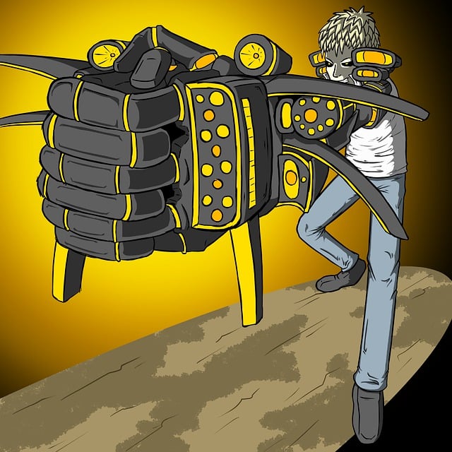 Free man cyborg fist illustration
