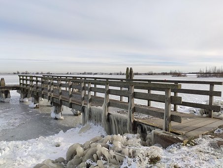 Puente, Invierno, Holanda, Ijsselmeer