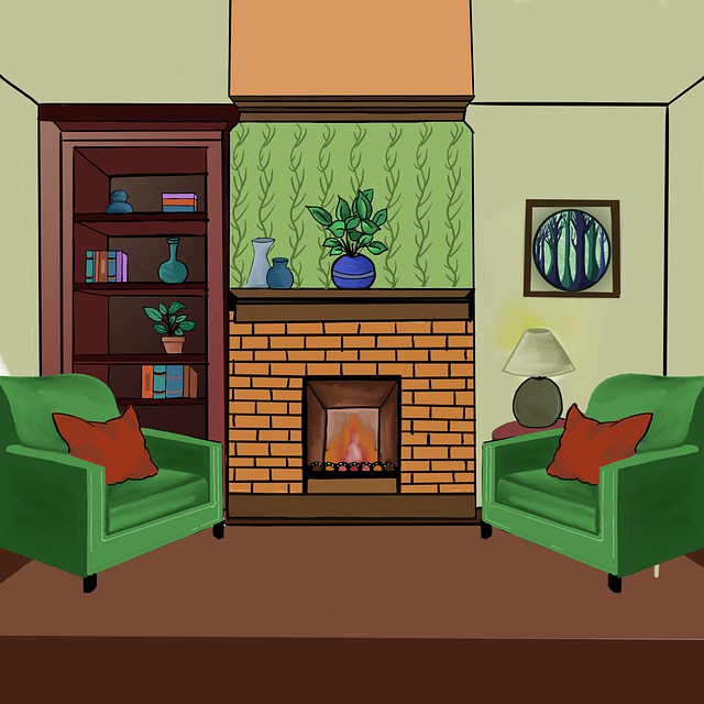 Free fireplace furniture lounge illustration
