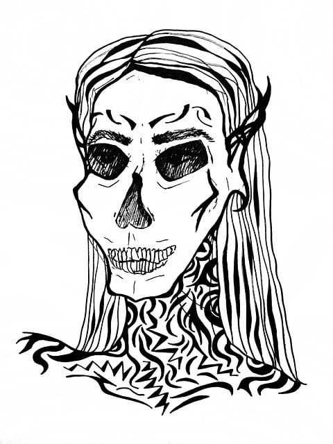 Free skull elf sketch illustration