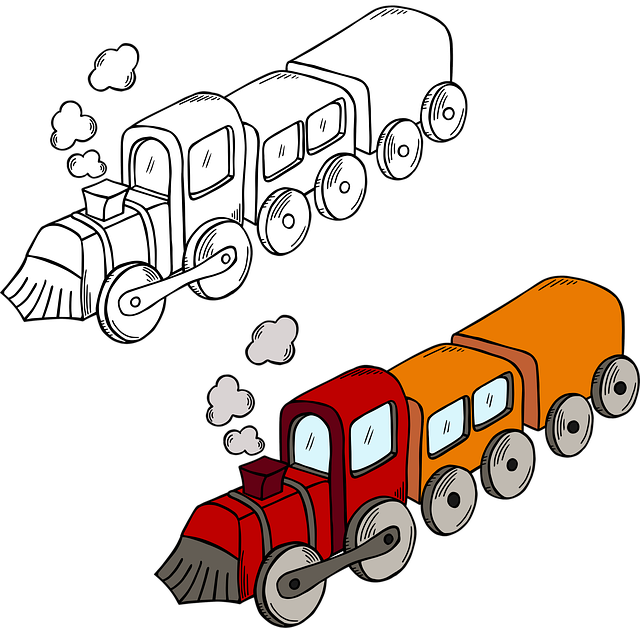 Free train transportation train station illustration