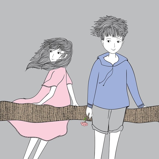 Free couple boy girl illustration