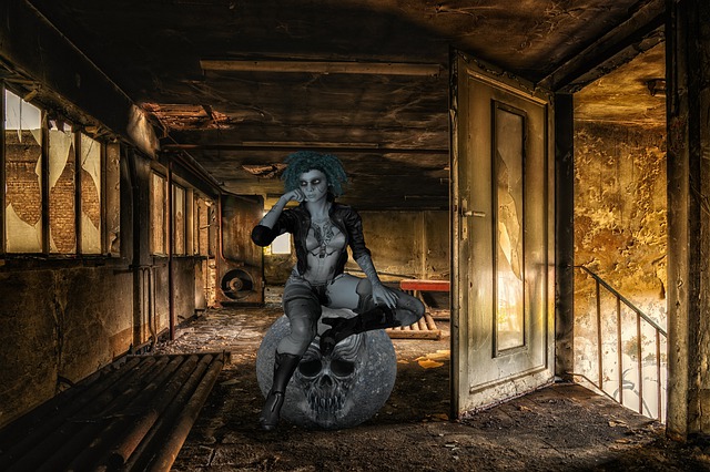 Free building abandoned composing illustration