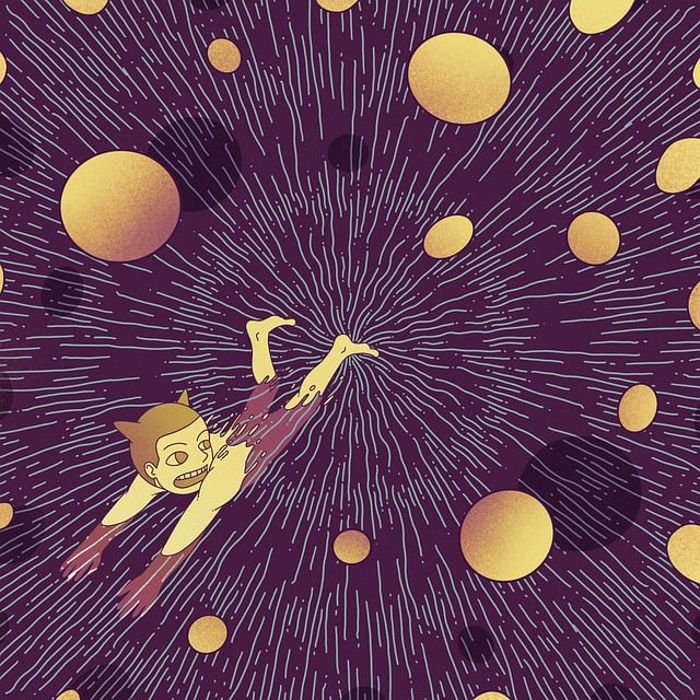 Free space boy swim illustration