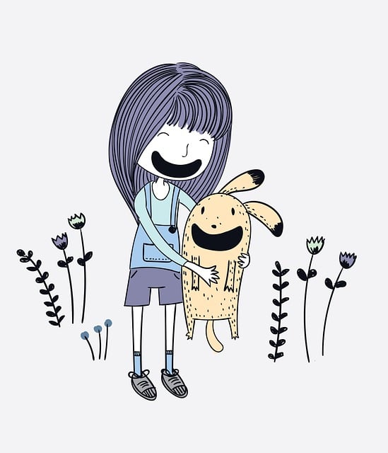 Free girl pet happy illustration