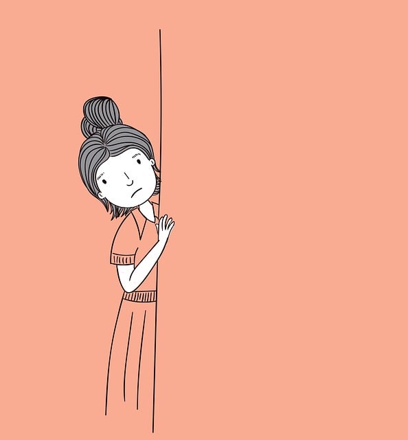 Free girl hiding sad illustration