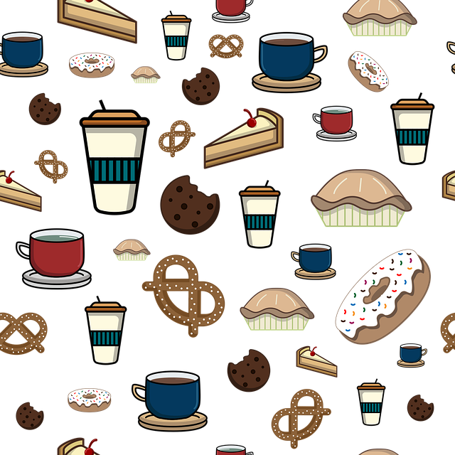 Free beverage donut food vector