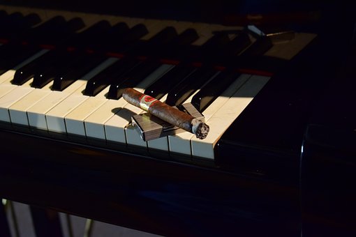 Piano, Keyboard, Keys, Cigar, Lighter