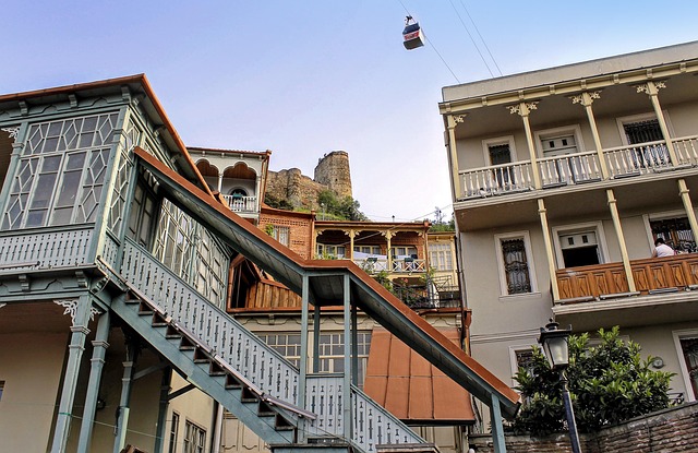 building, balcony, castle, tbilisi, nature, old, architecture, georgia, tourism, travel, city, sky, urban, landscape, capital, caucasus, europe, history, funicular
