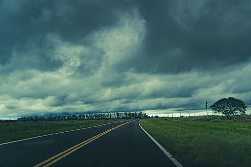 Vej, Natur, Stormfuld, Skyer, Himmel