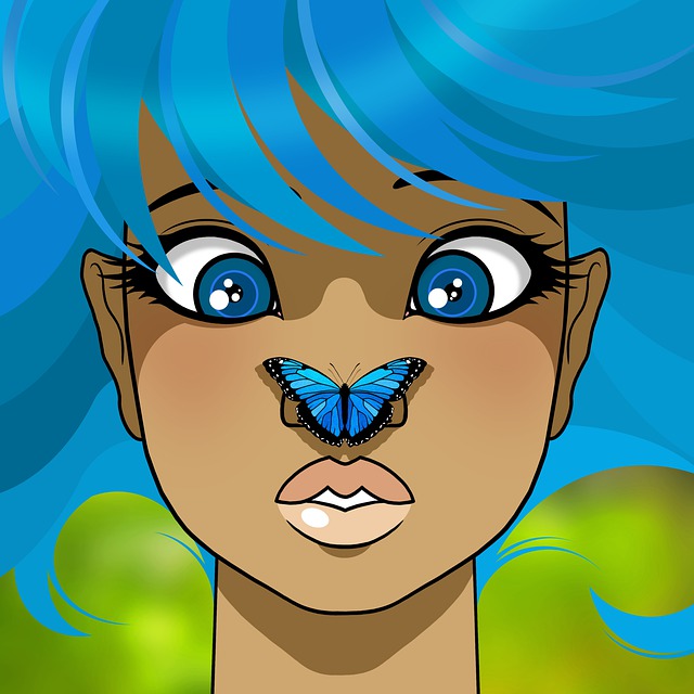 Free girl child butterfly illustration