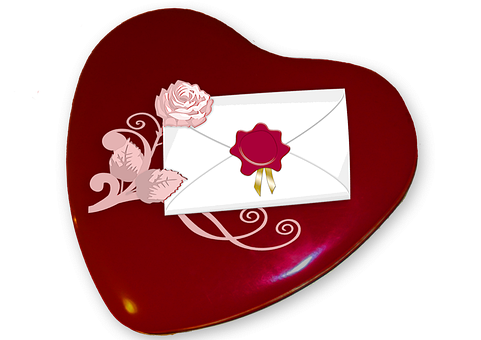 Hjerte, Rose, Tetning, Konvolutt