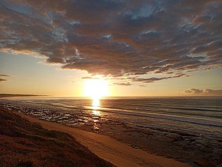 Sunrise, Beach, Ocean, Sea, Seascape