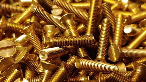 Skrue, Messing, Metal, Guld, Gul