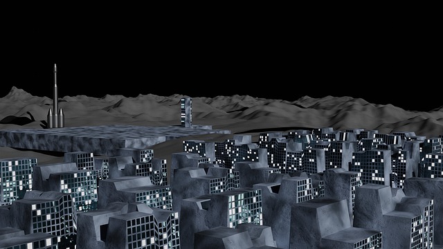 Free buildings extraterrestrial moon illustration