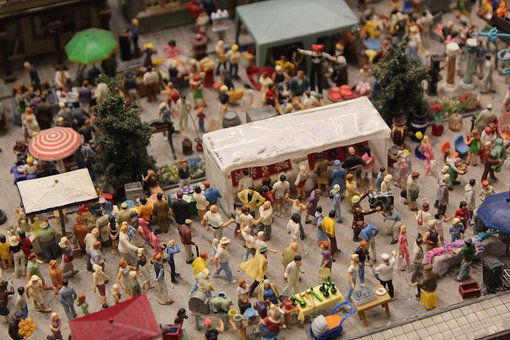 Pessoas, Multidão, Urbano, Miniatura