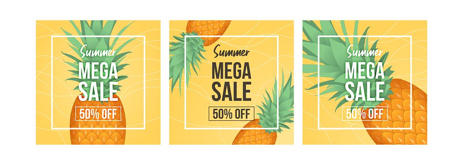 Ananas, Salg, Tropisk, Plakat, Mal