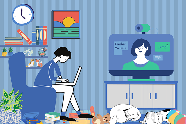 Free didactics distance-learning professor illustration