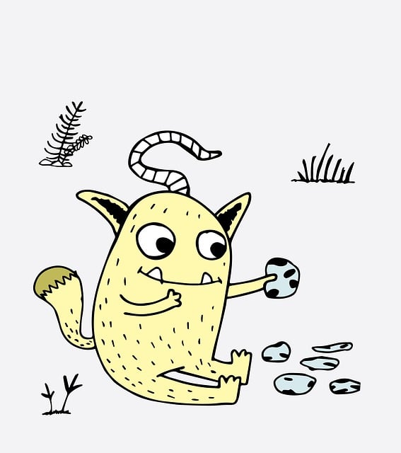 Free monster animal eating illustration