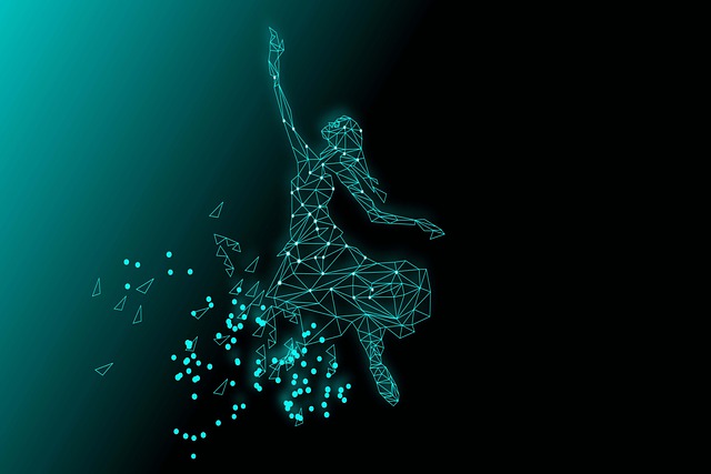 Free abstract polygonal dancing girl luminous crystalline illustration