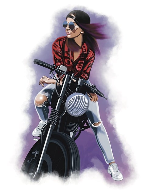 Free Motorcycle Woman illustration and picture